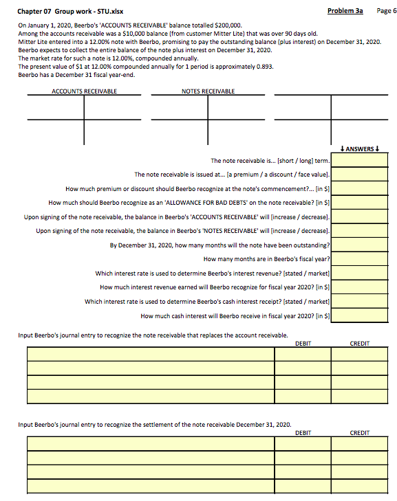  Chapter 07 Group work - STU.xlsx Problem 3a Page 6 On
