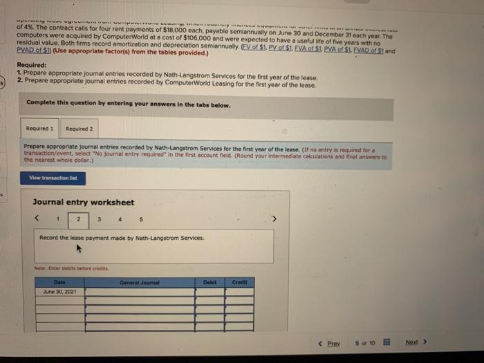 firm, leased several computers under a two-year operating lease agreement from Computerworld