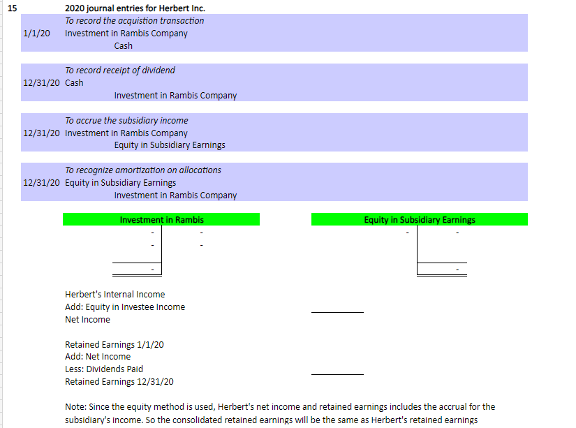  Chapter 3 Exercise 14(revised) Herbert, Inc. acquired all of Rambis Companys