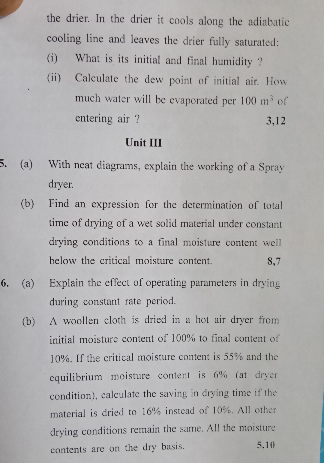  (a) What do you mean by humidification and dehumidification operations? Discuss