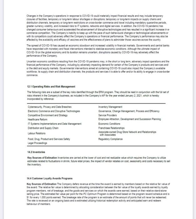 3)Overall, based on your analysis above, should your boss purchase Loblaw Companies