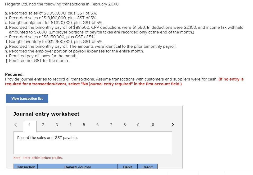  Please, answer all 10 journal entries (requires will be provided below)