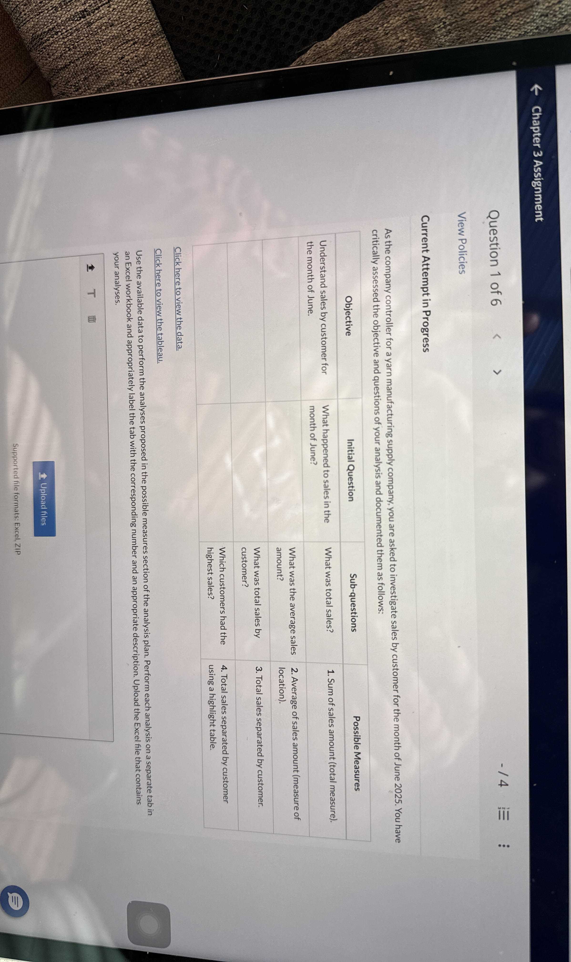  Chapter 3 Assignment Question 1 of 6 -4 View Policies Current
