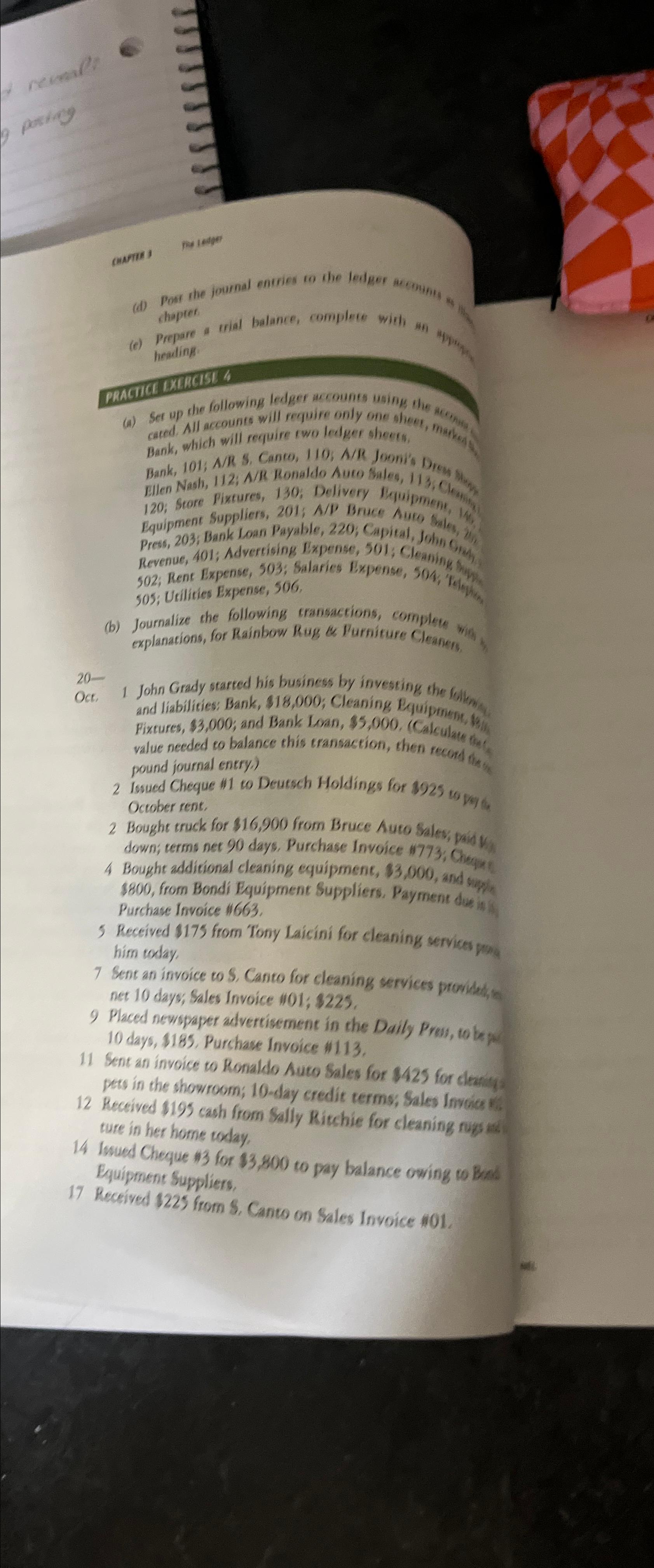  PRACTICE DXERCISI 4 Bank, 101; A/R S. Cante, 110; A/R Jomni's