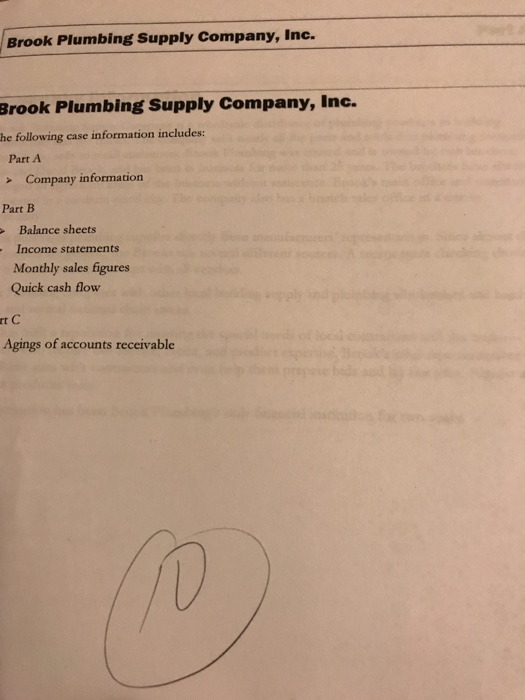 use the information provide umbing Supply Company, Inc, Part B, to an
