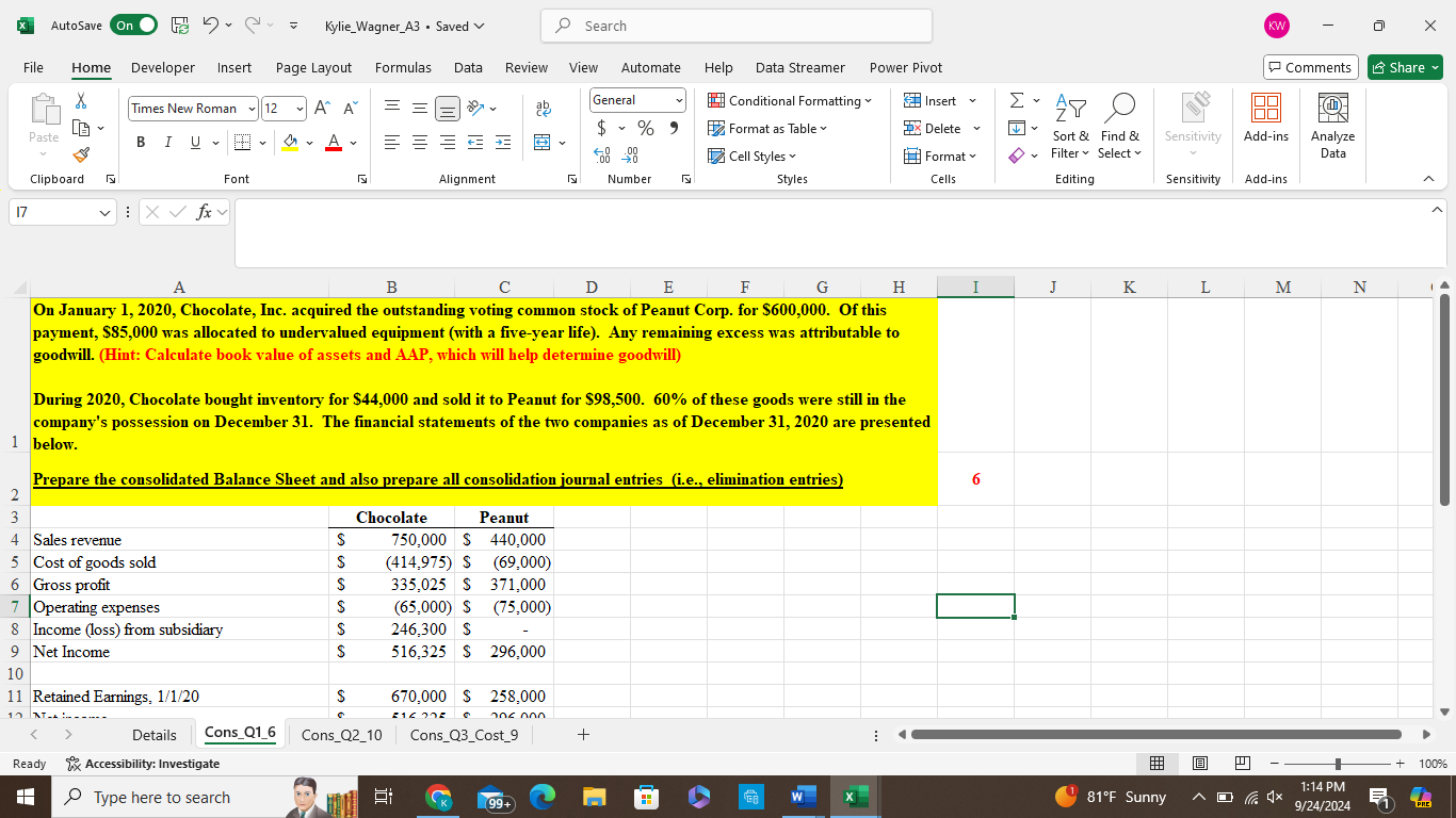  "On January 1,2020, Chocolate, Inc. acquired the outstanding voting common stock