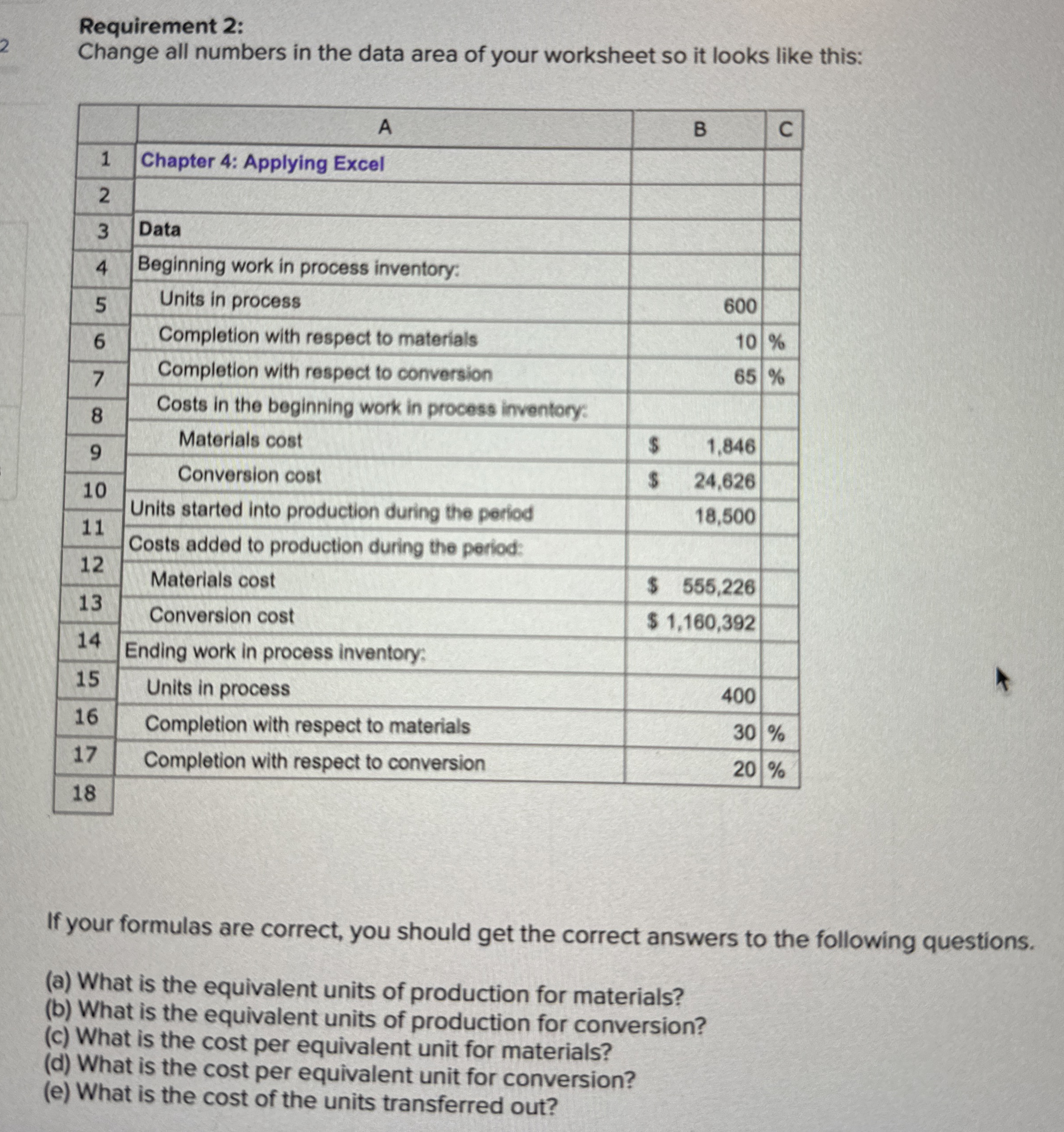  Requirement 2: Change all numbers in the data area of your