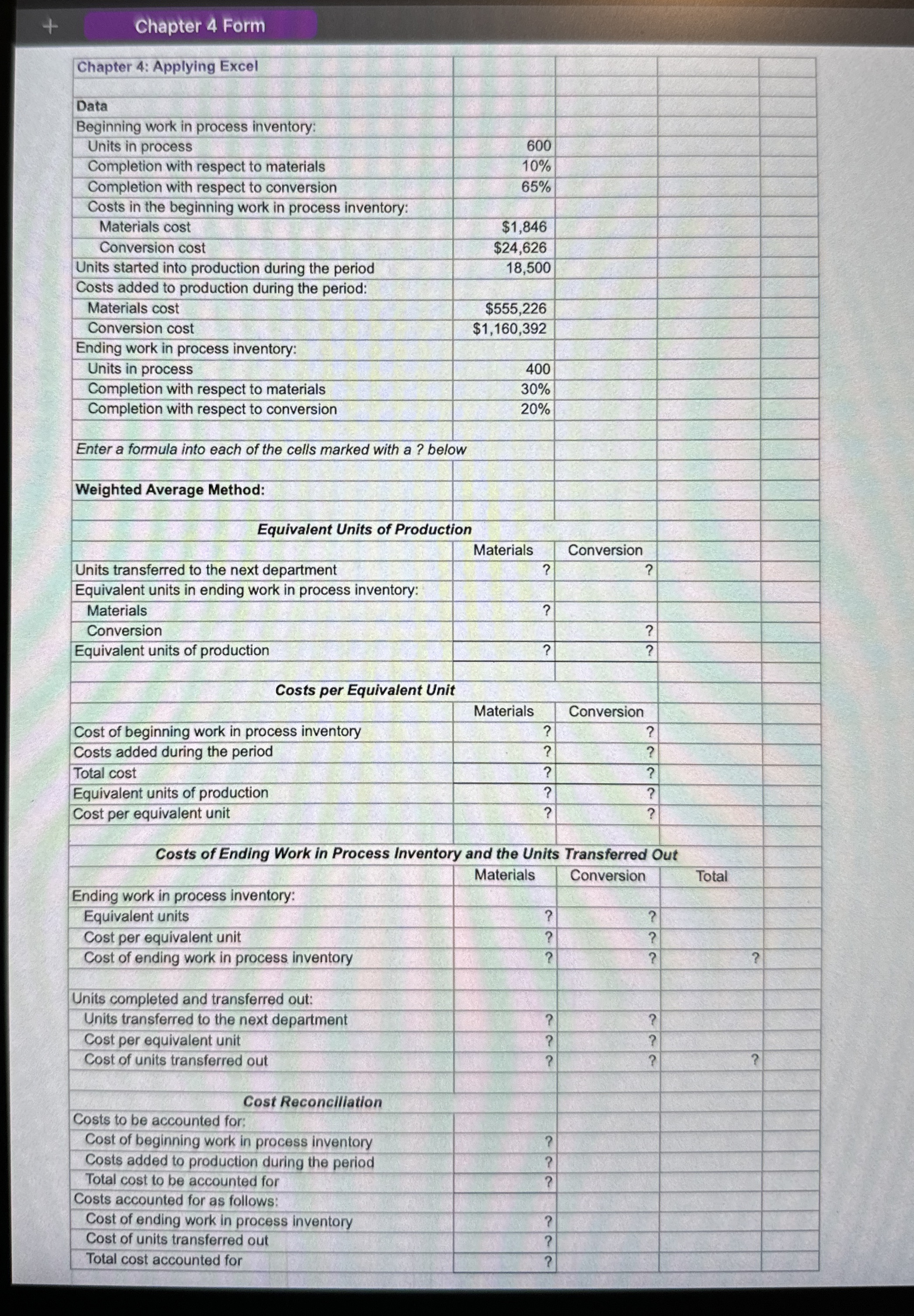  Need help solving this excel sheet 