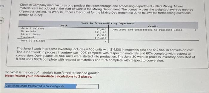 in process inventory consisted of 8,800 units 100% complete with respect to
