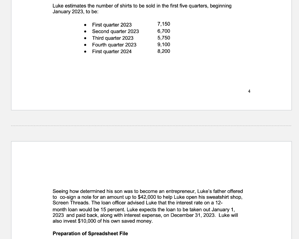 on sales estimates, all worksheets should be linked to sales estimates. If