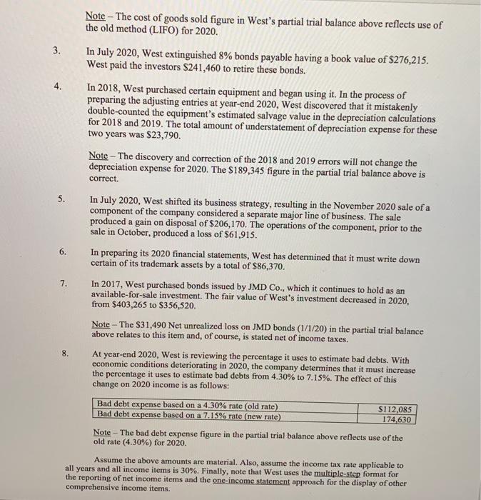 Problem #2 relates to chapter 4 - Income Statement and Related Information.