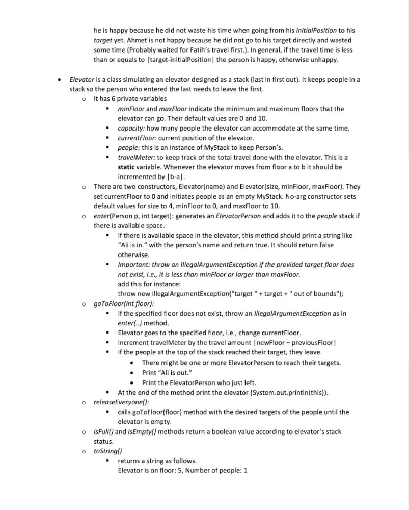 will write 2 classes ElevatorPerson and Elevator. I provide additional classes you