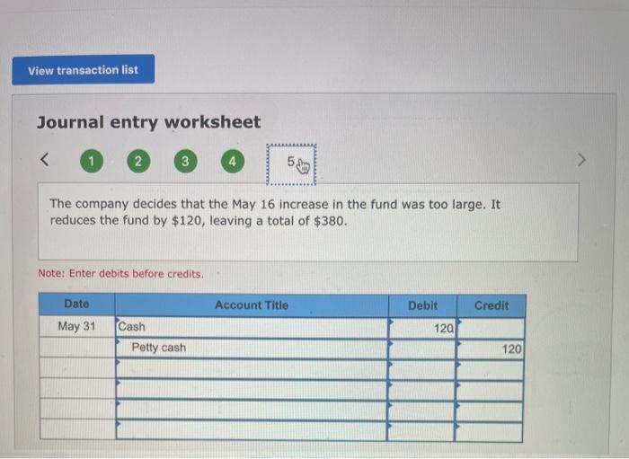 expenditures made since May 1. a. Paid $109 for janitorial services b.