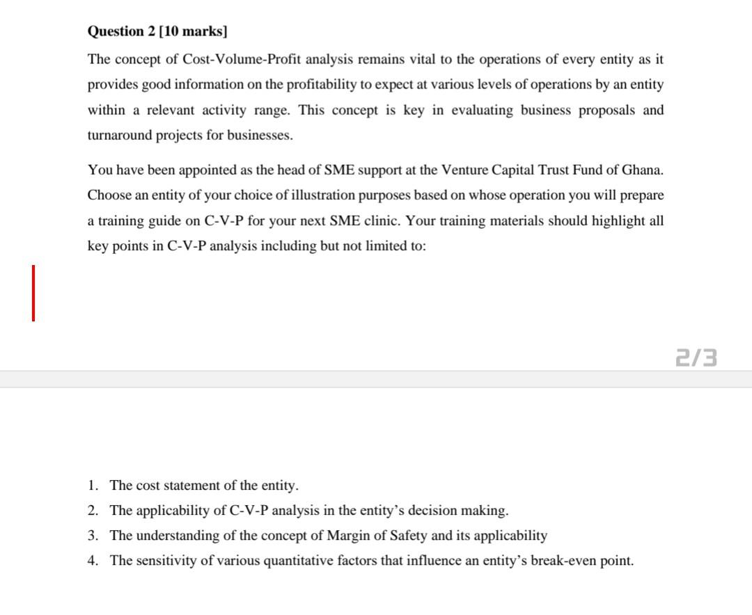  This is a full question Question 2 [10 marks] The concept