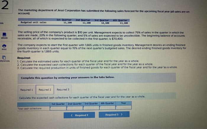 least $10,000 to start each quarter. Fill in the missing amounts. (Enter