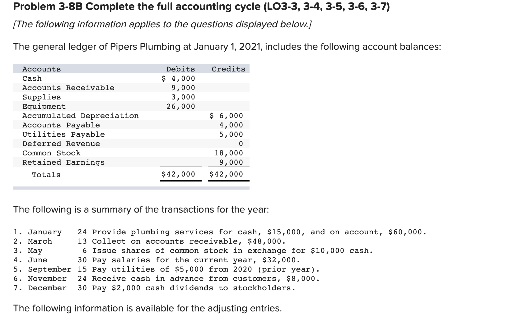  Problem 3-8B Complete the full accounting cycle (LO3-3, 3-4, 3-5, 3-6,