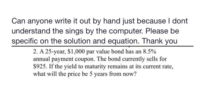  Please write an equation by hand, dont use EXCELL nor computer