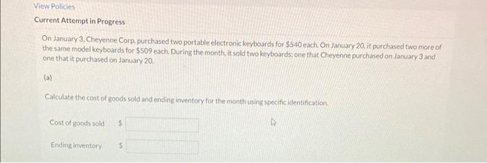  View Policies Current Attempt in Progress On January 3, Cheyenne Corp.
