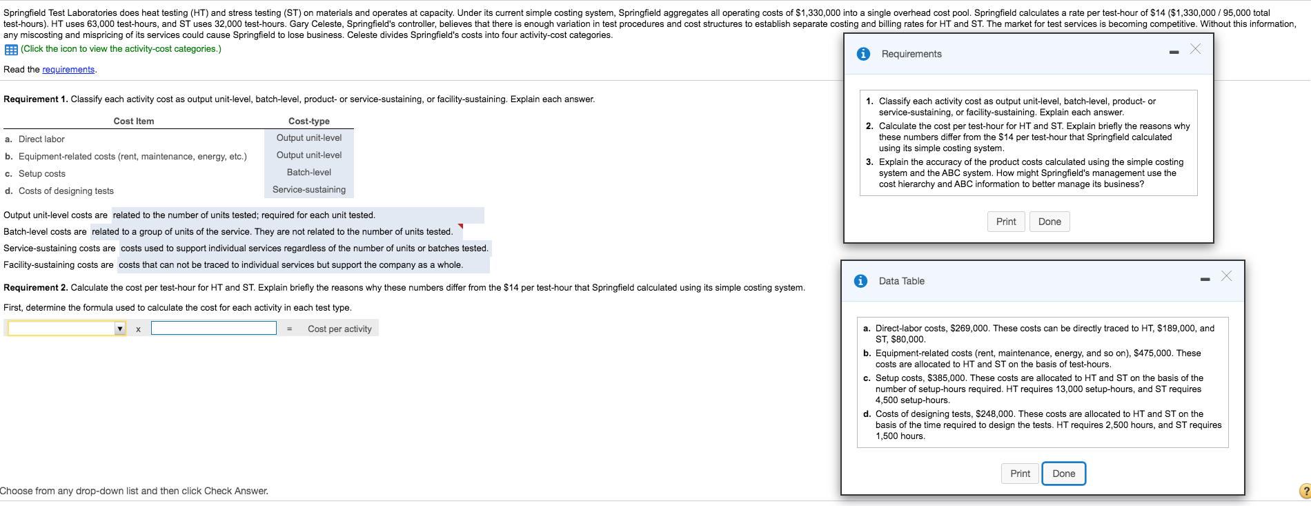 please help with requirement 2 &3! thank you Springfield Test Laboratories does