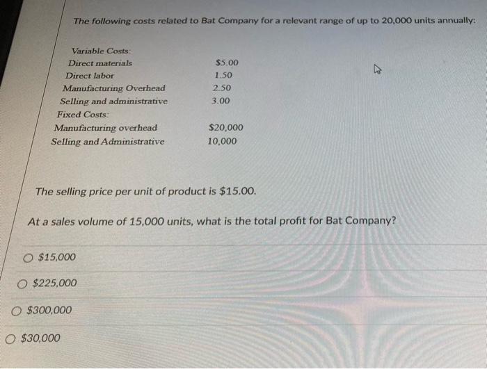 HE help create excel sheet answer question The following costs related to