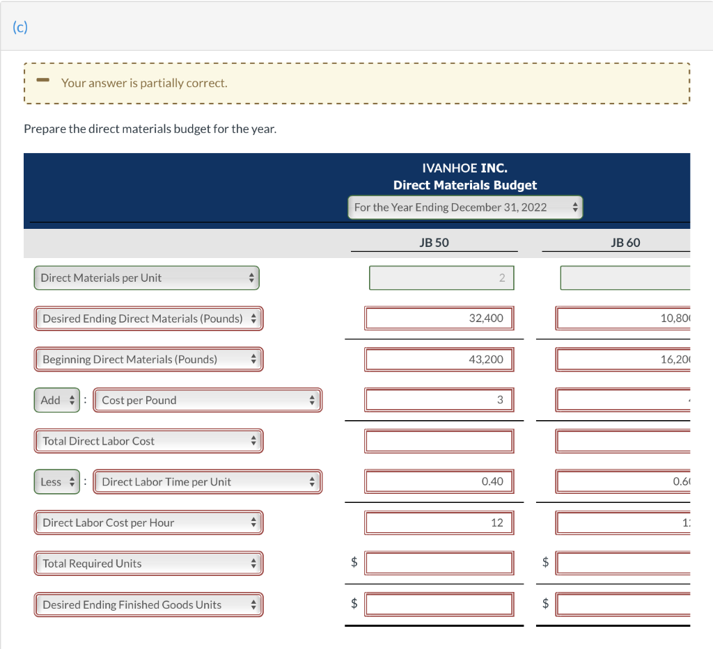 December 31, 2022. Accounting assistants furnish the following. Product JB 50 Product