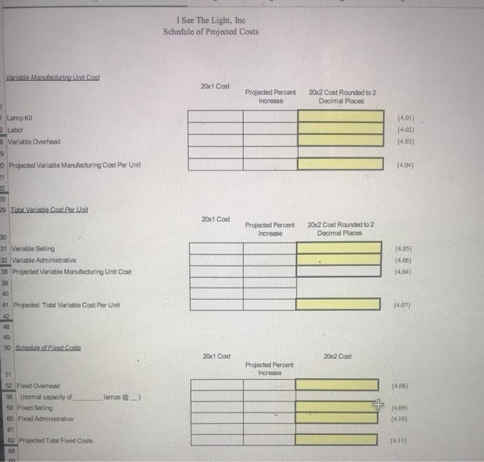 Sales 25,000 lamps @ $45.00 Cost of Goods Sold @ $30.00 Gross