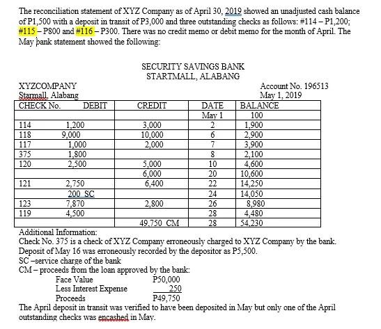  Answer the problem above and show the solution nicely. The reconciliation