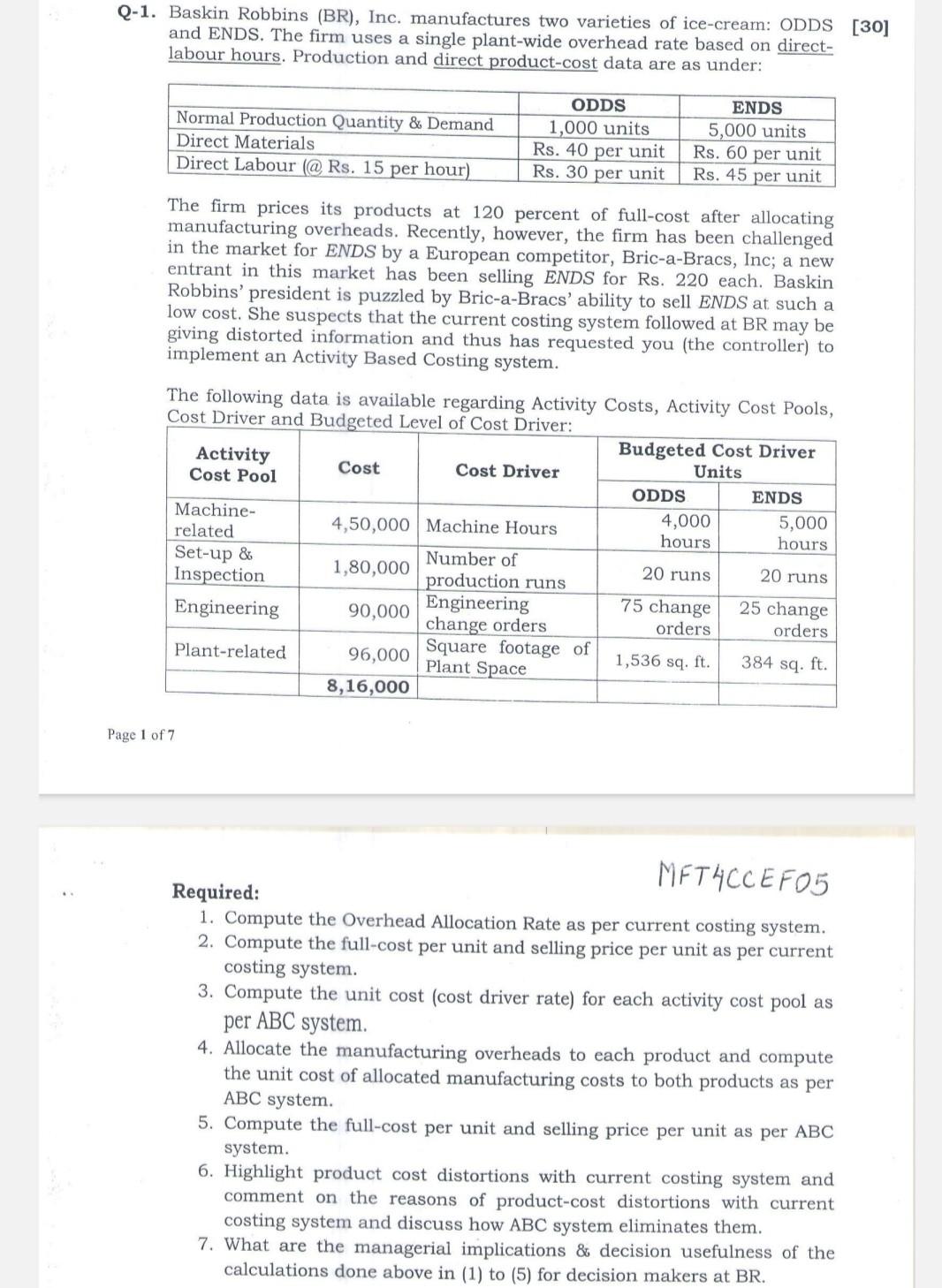 Please solve this cost accounting problem with actual calculations, previous answers
