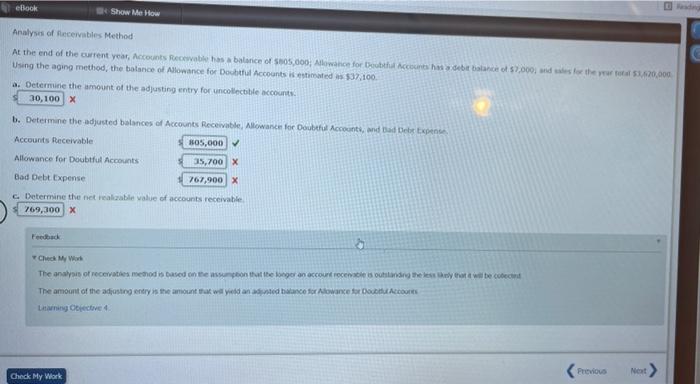 Accounts At the end of the current year, the accounts receivable account