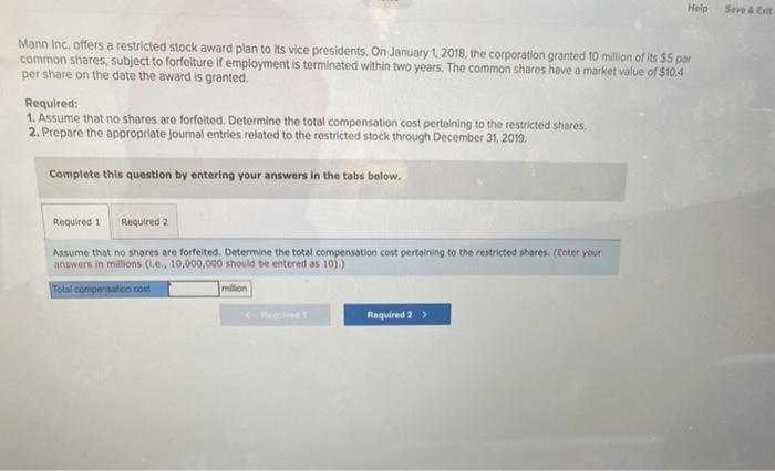  Help Save & Eet Mann Inc. offers a restricted stock award