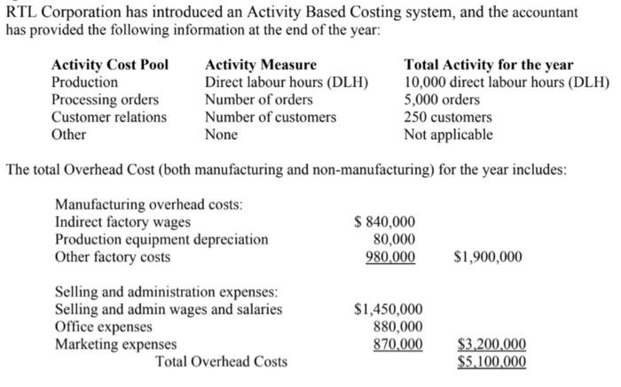 Using Activity Based Costing:1) Perform the first stage allocation of costs to