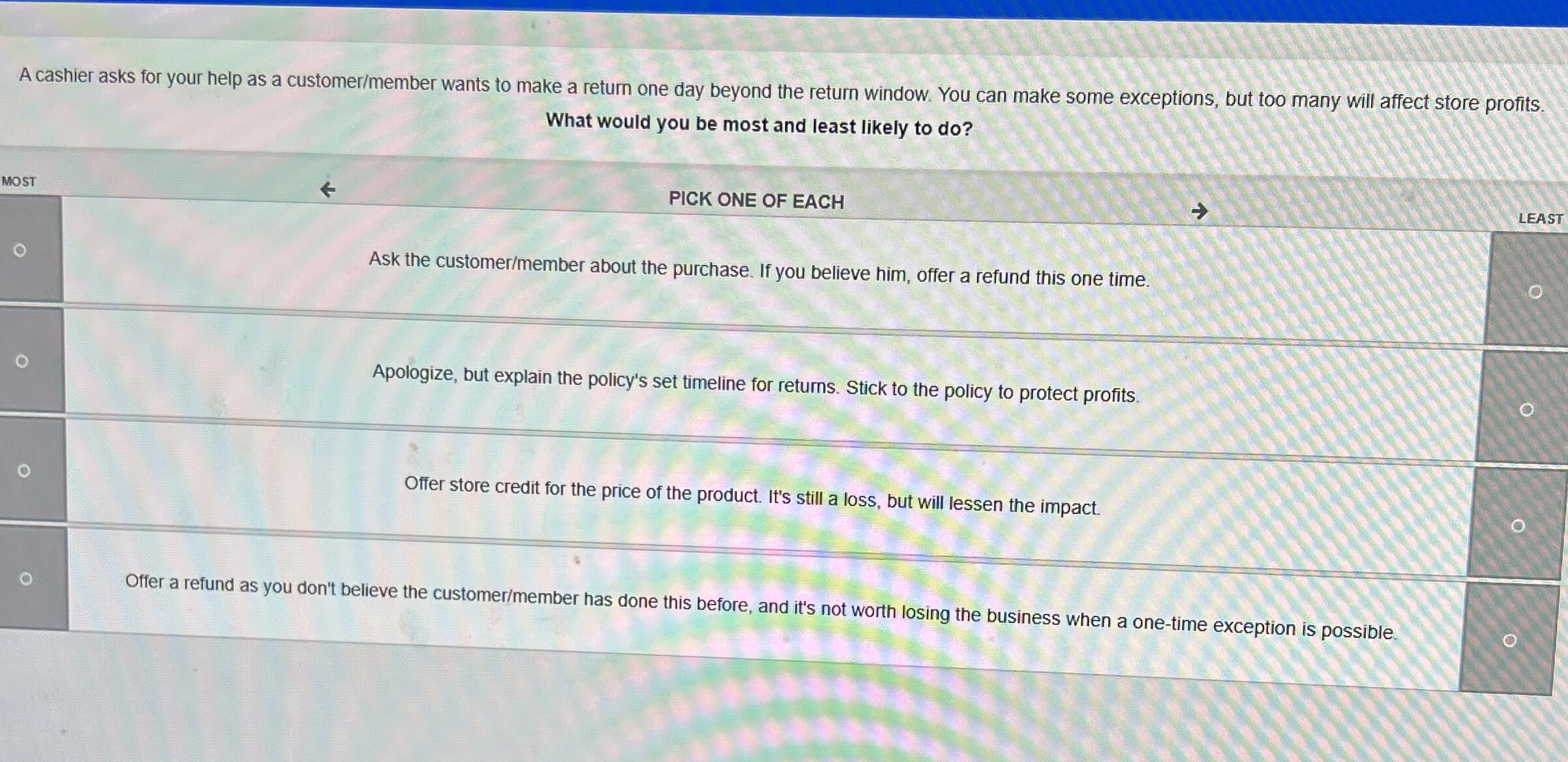  For each item below, select Match or Error based on the