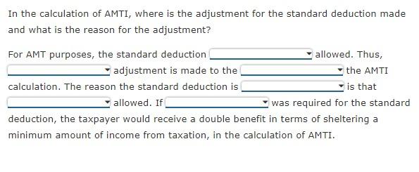 Here are the options for each question starting with "For AMT