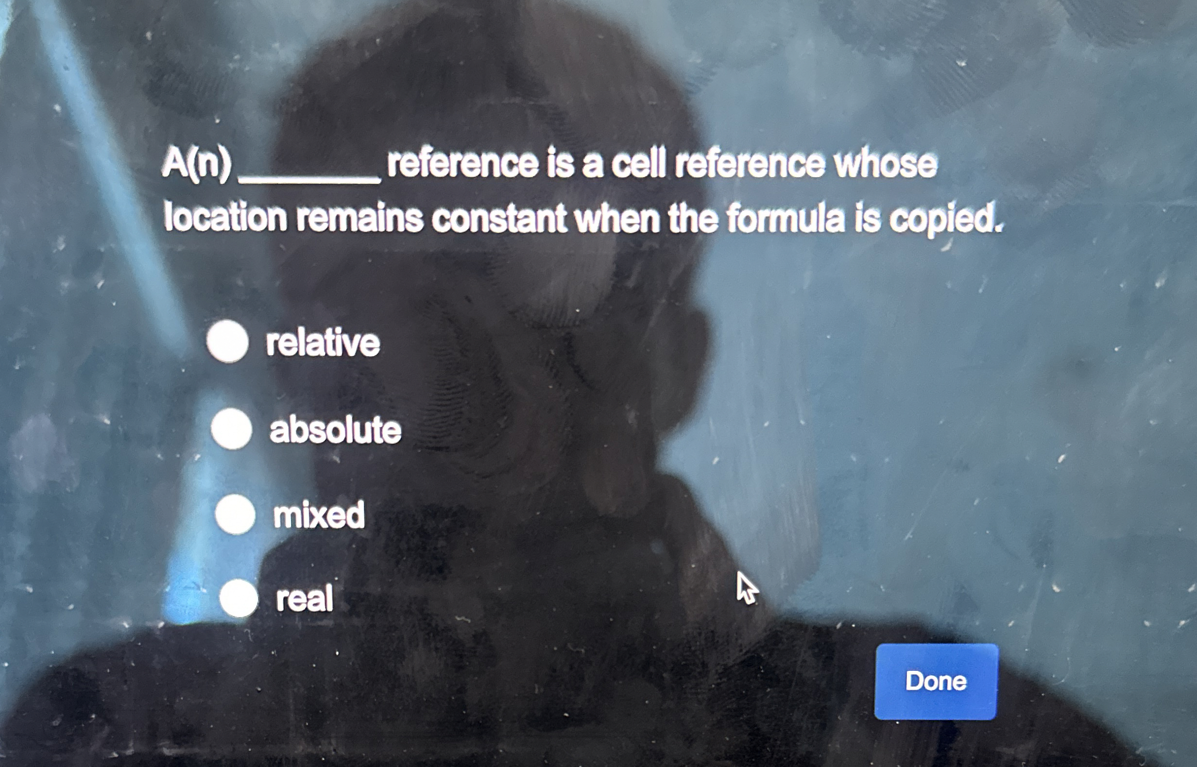  A(n) reference is a cell reference whose location remains constant when