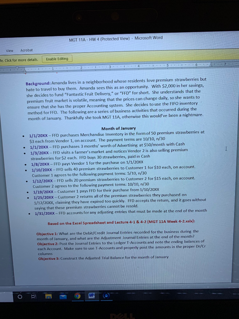  MGT 11A - HW 4 (Protected View) - Microsoft Word View