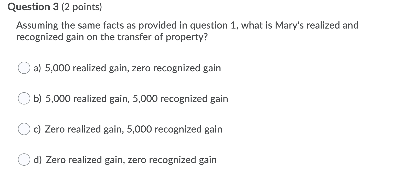 described below: Transferor Asset Mary Machinery Peter Land James Cash Transferor Basis