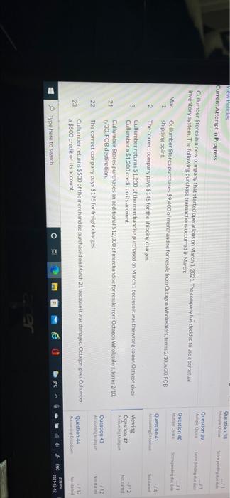  View Policies Current Attempt in Progress Question 0 Question 39 Cullumber