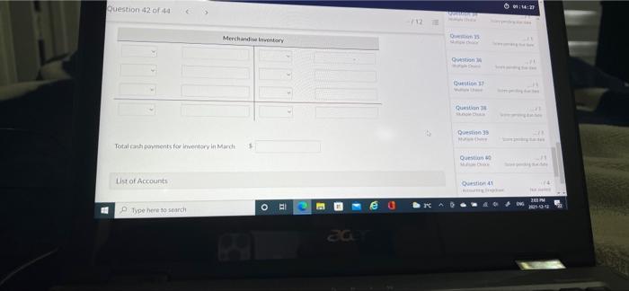 Viewing gestion 42 -12 Cullumber Stores purchases $9.400 of merchandise for resale