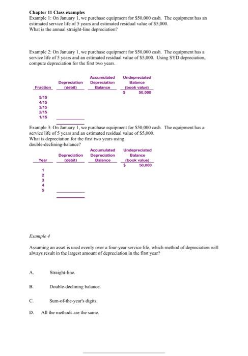  Chapter 11 Class examples Example 1: On January 1, we purchase