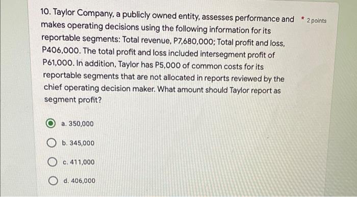 paid P6,000,000 to acquire a * 2 points new barge. In the