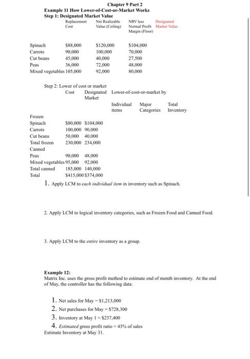  Chapter 9 Part 2 Example 11 How Lower-of-Cost-or-Market Works Step 1: