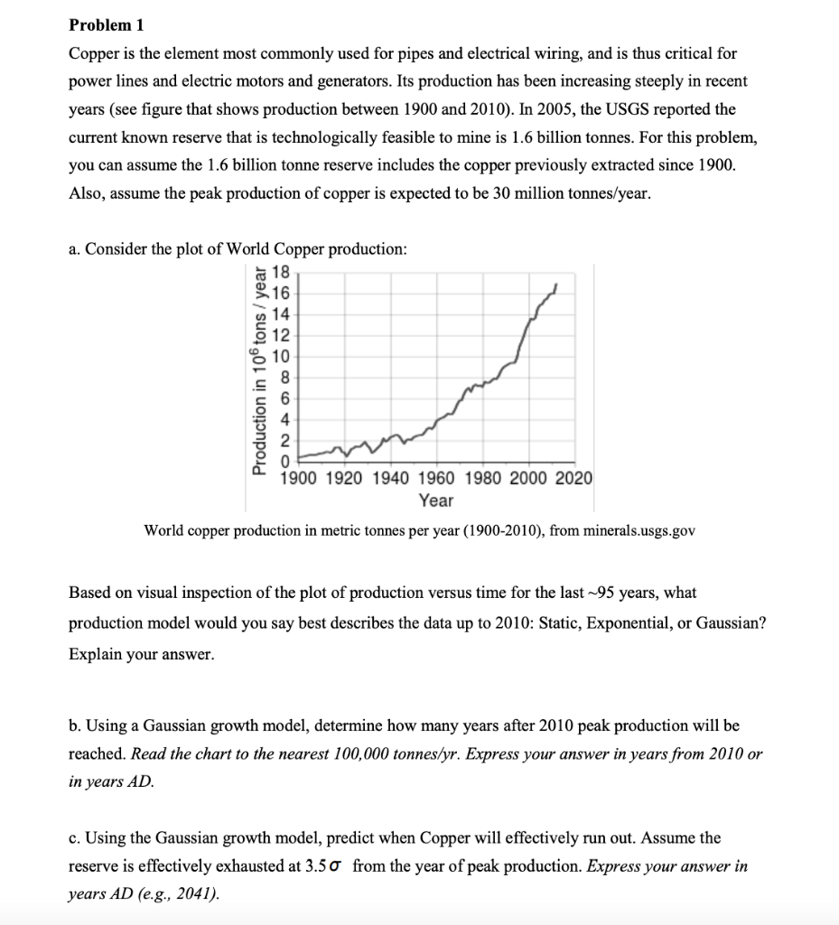  Problem 1 Copper is the element most commonly used for pipes