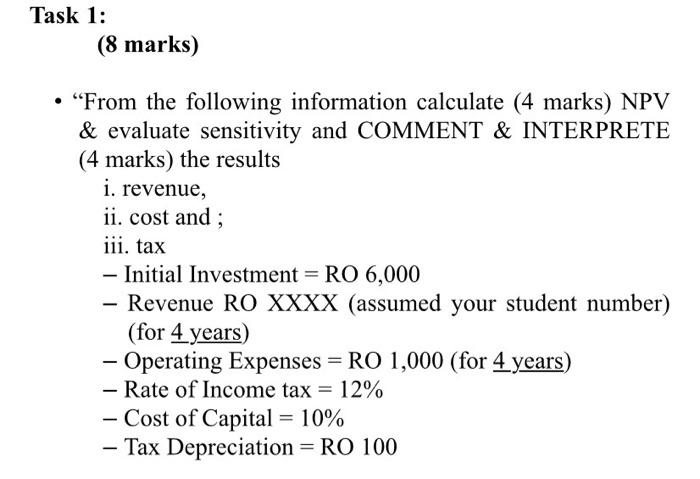 student no. 7572 Task 1: (8 marks) "From the following information calculate