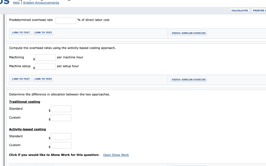 types of handbags: standard and custom. The controller has decided to use