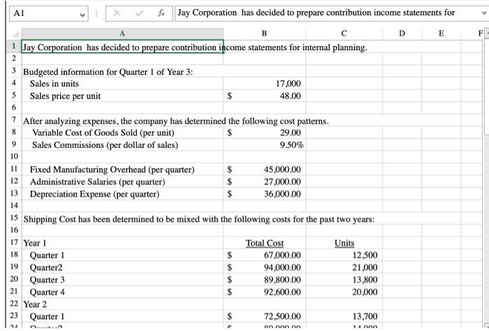an income statement for a merchandising company using the contribution format. X