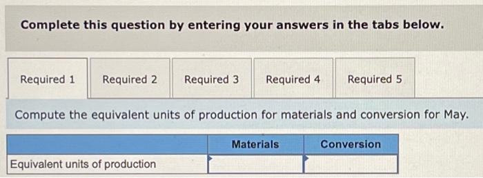 Products, Inc., uses the weighted average method in its process costing system.