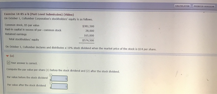  CALCULATOR PRINTER VERSION Exercise 14-05 a-b (Part Level Submission) (Video) On