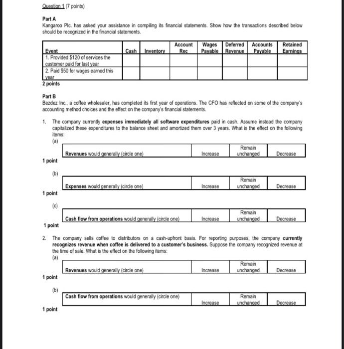 Question 17 points) Part A Kangaroo Plc. has asked your assistance