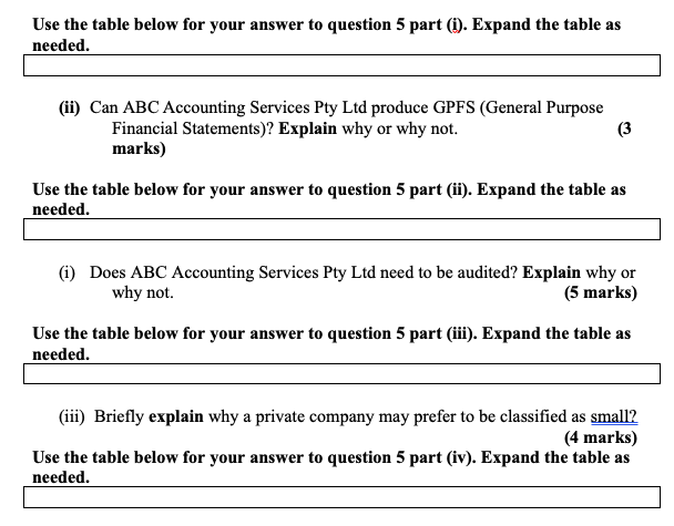 framework \\ \hline ABC Accounting Services Pty Ltd provides financial services in