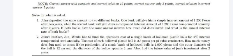  NOTE: Correct answer with complete and correct solution 10 points, correct